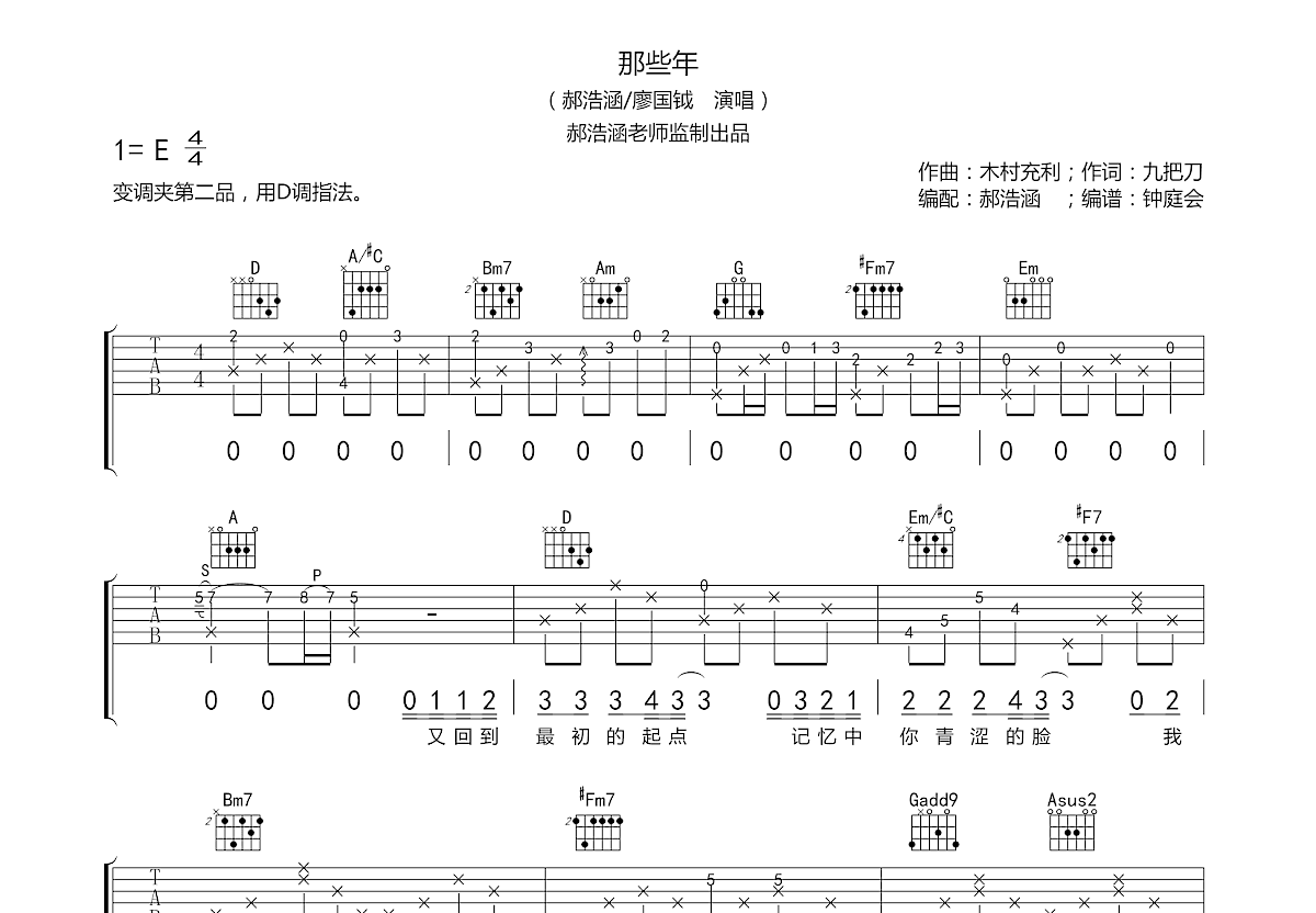 绒花吉他谱_郝浩涵_A调弹唱100%翻弹版 - 吉他世界